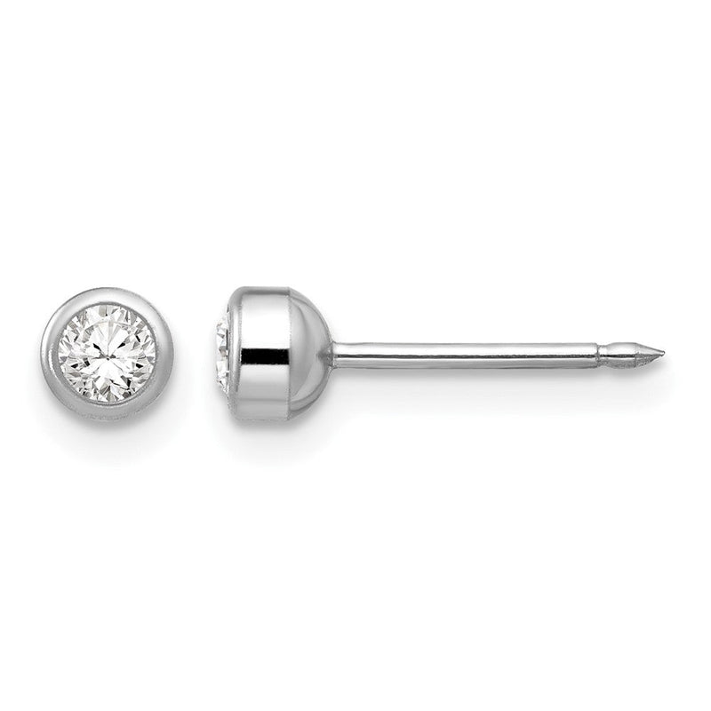 14K Weißgold 4mm April Kristall Zargenfassung Ohrringe