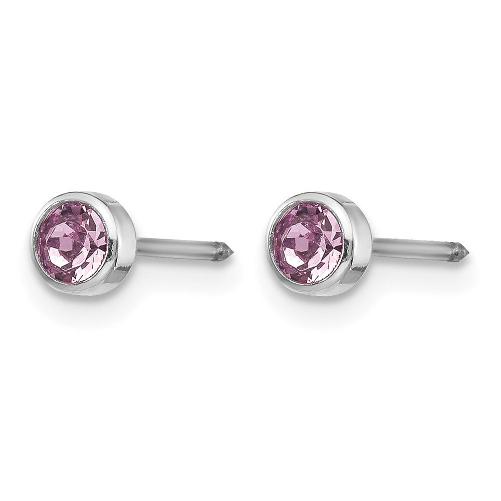14K Weißgold 4mm June Kristall Zargenfassung Ohrringe