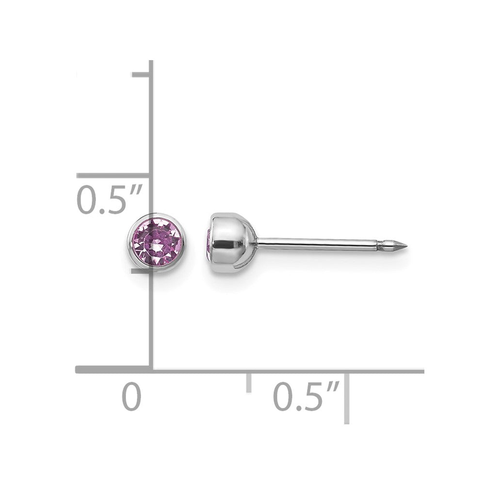 14K Weißgold 4mm June Kristall Zargenfassung Ohrringe