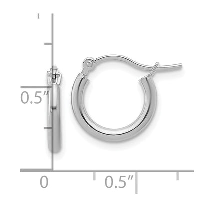 14K Weißgold 2x12mm Poliert Creolen