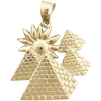 585 Gold 28mm Ägyptische Pyramiden mit Sonne Anhänger