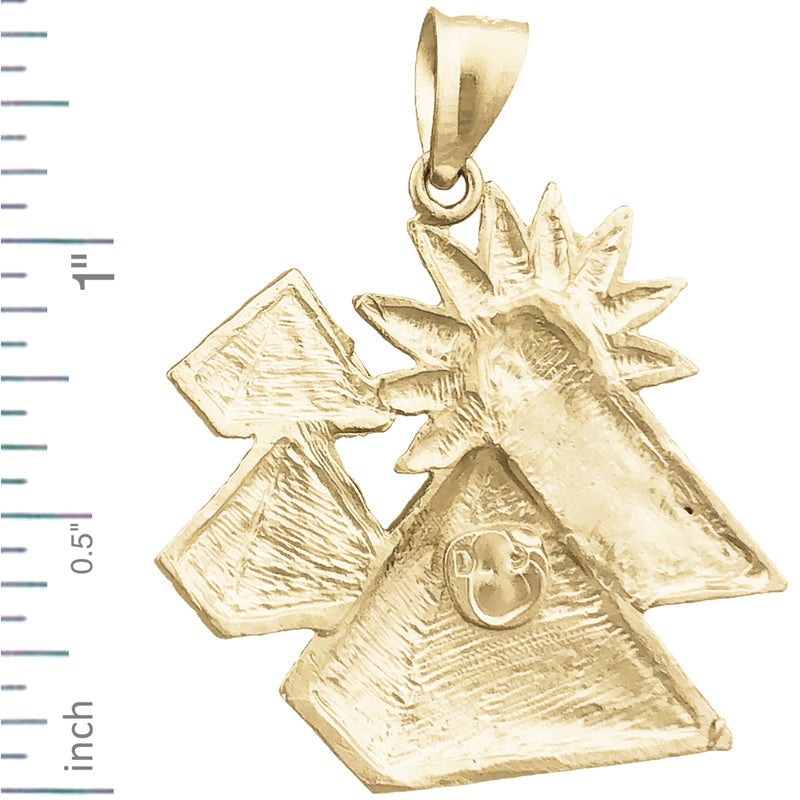 585 Gold 28mm Ägyptische Pyramiden mit Sonne Anhänger