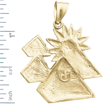 585 Gold 28mm Ägyptische Pyramiden mit Sonne Anhänger