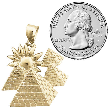 585 Gold 28mm Ägyptische Pyramiden mit Sonne Anhänger
