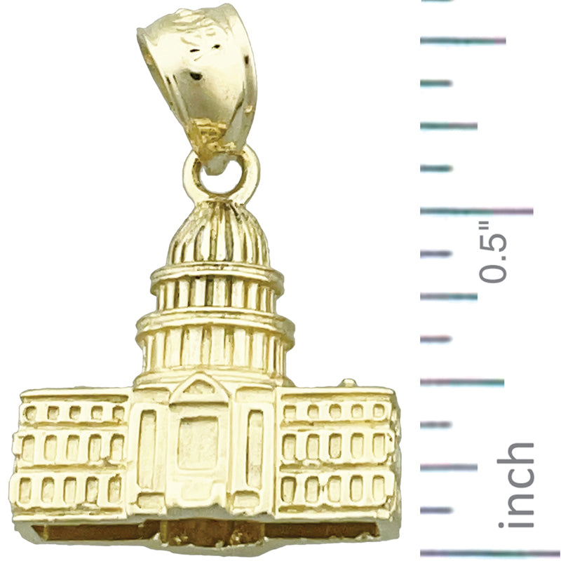 14K Gold 3D Washington DC US Kapitol Gebäude Charm