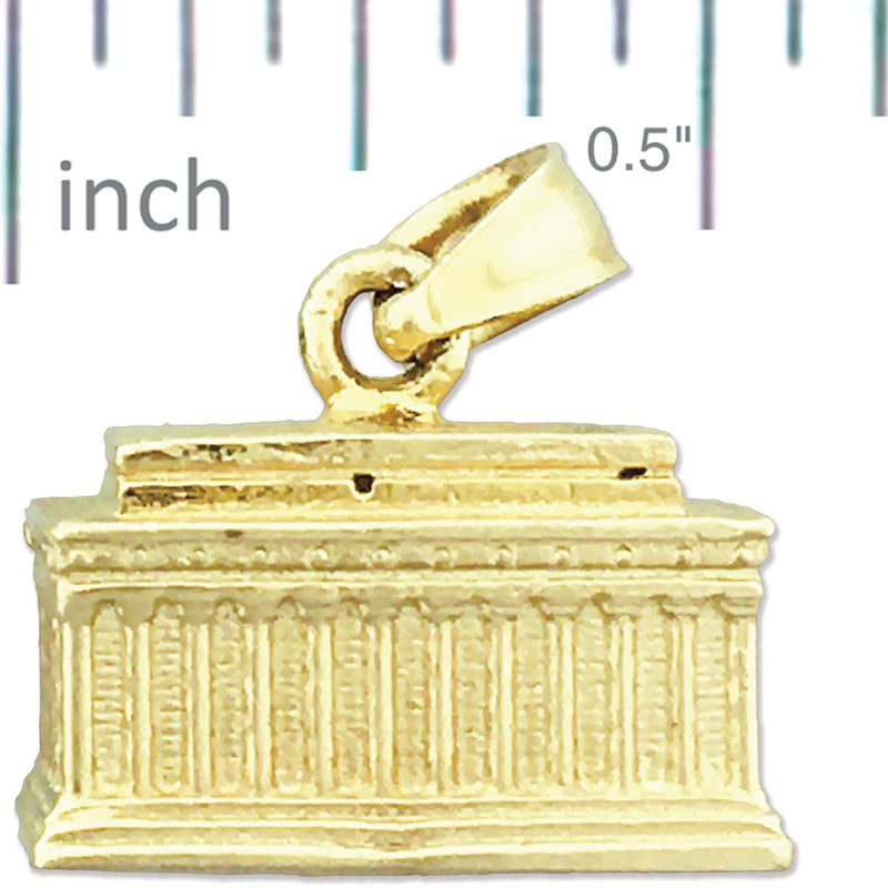 14K Gold Lincoln Memorial Charm Washington DC 3D