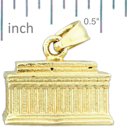 14K Gold Lincoln Memorial Charm Washington DC 3D