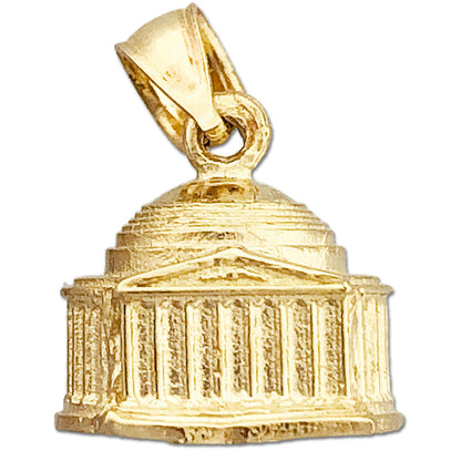 14K Gold 3D Washington DC Jefferson Memorial Charm-Anhänger