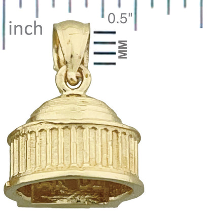 14K Gold 3D Washington DC Jefferson Memorial Charm-Anhänger