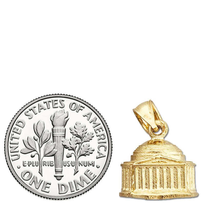 14K Gold 3D Washington DC Jefferson Memorial Charm-Anhänger