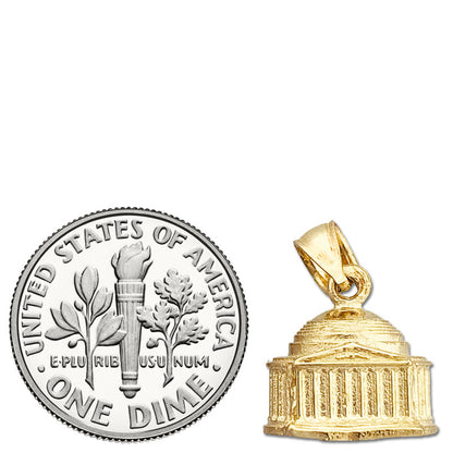 14K Gold 3D Washington DC Jefferson Memorial Charm-Anhänger