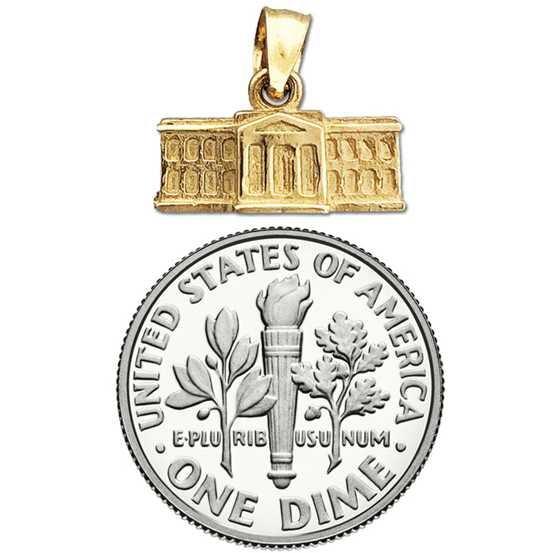 14K Gold 3D Weißes Haus Washington DC Charm