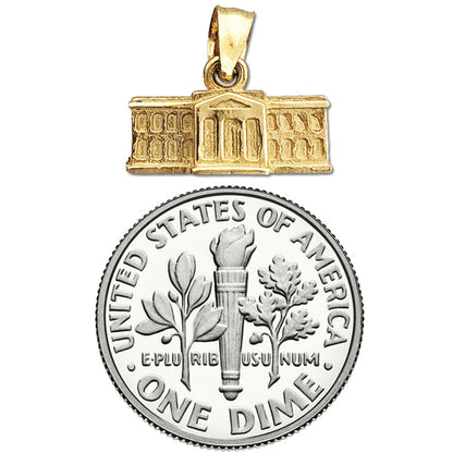 14K Gold 3D Weißes Haus Washington DC Charm