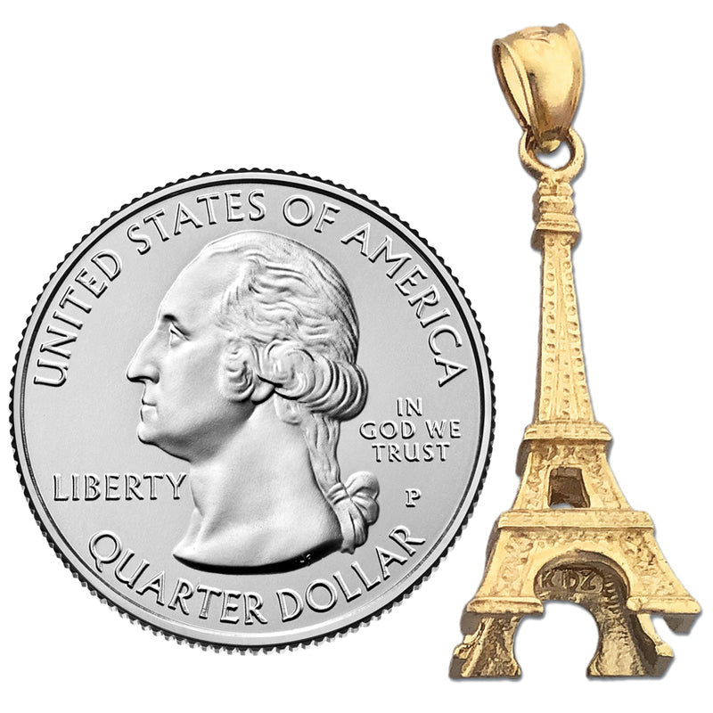 14K Gold 3-D Eiffelturm-Anhänger