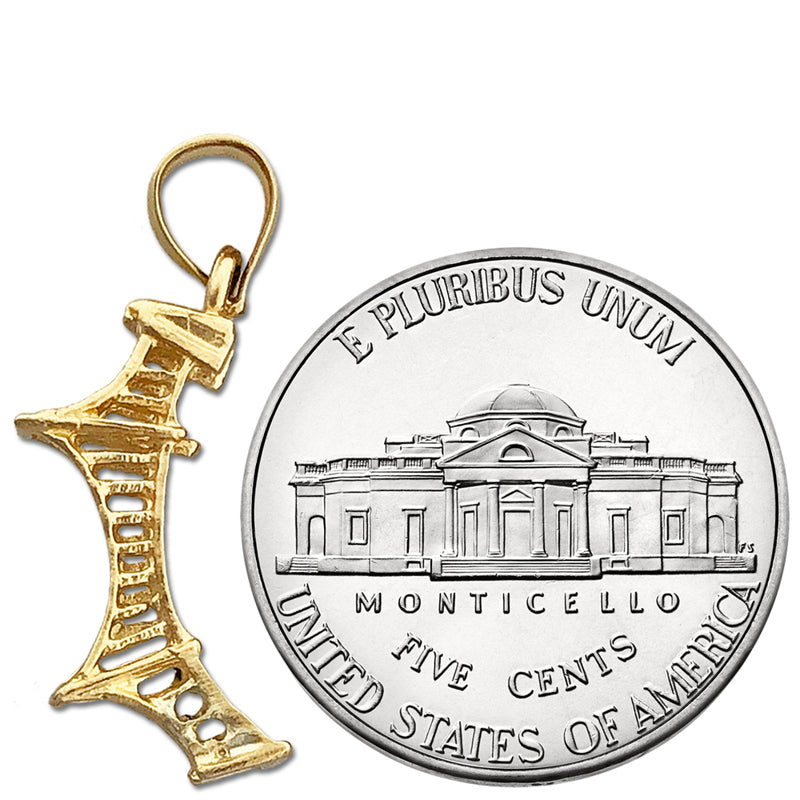 14K Gold 3D Mackinac-Brücke Charm