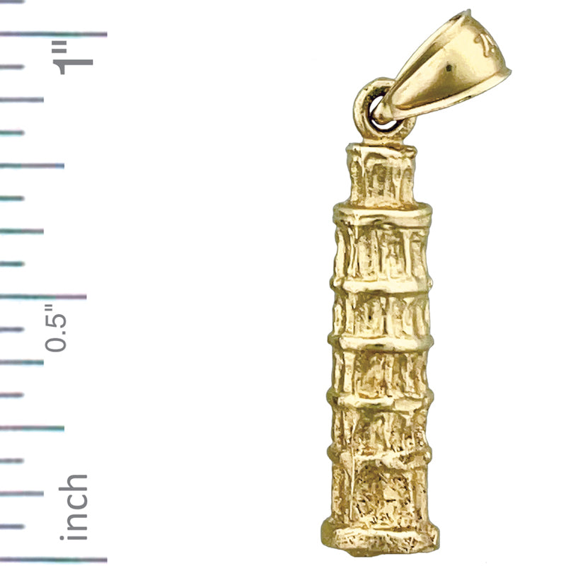 14K Gold 3D Charm „Schiefer Turm von Pisa" Italien
