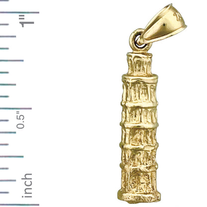14K Gold 3D Charm „Schiefer Turm von Pisa" Italien