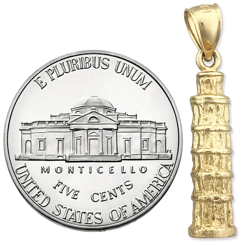 14K Gold 3D Charm „Schiefer Turm von Pisa" Italien