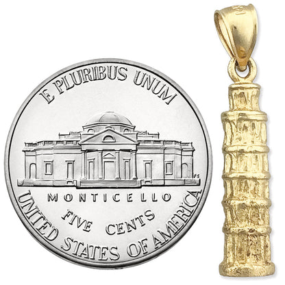 14K Gold 3D Charm „Schiefer Turm von Pisa" Italien