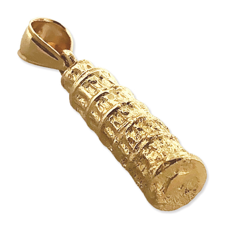 14K Gold 3D Charm „Schiefer Turm von Pisa" Italien