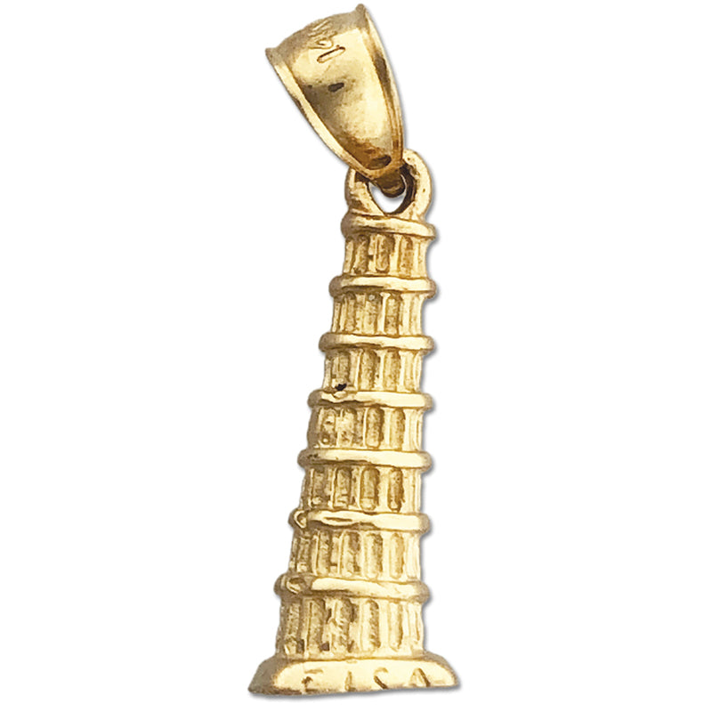 14K Gold 3D Charm „Schiefer Turm von Pisa" Italien