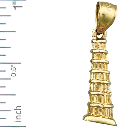 14K Gold 3D Charm „Schiefer Turm von Pisa" Italien