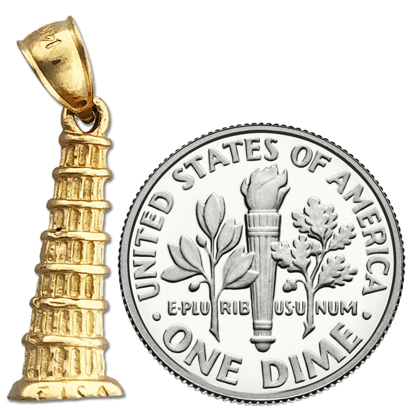 14K Gold 3D Charm „Schiefer Turm von Pisa" Italien