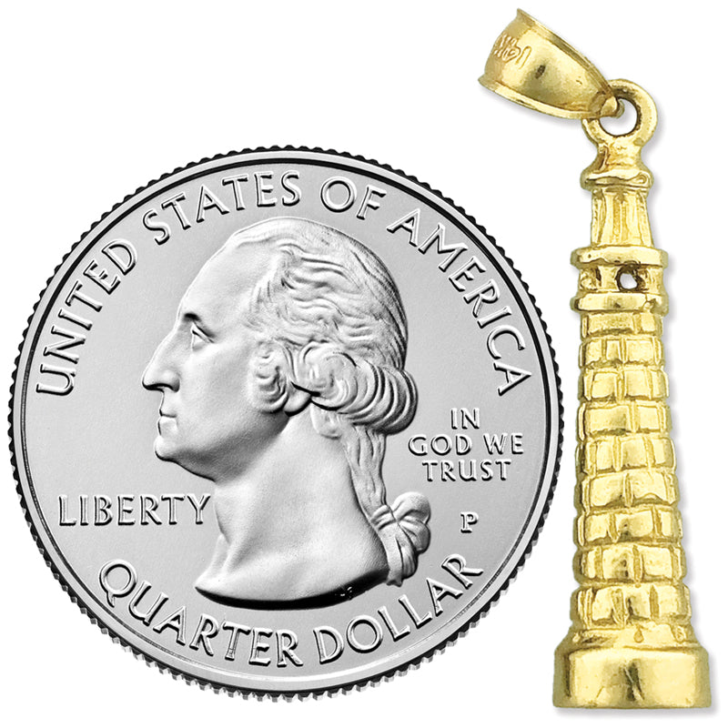 14K Gold 3D Charm „Schiefer Turm von Pisa" Italien