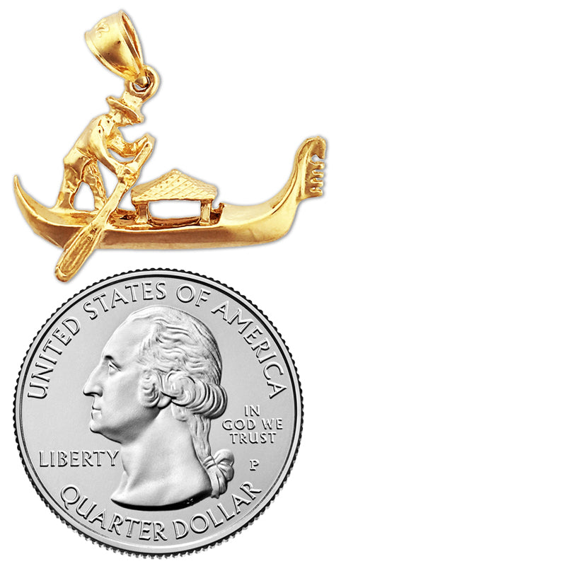 14K Gold 3D-Gondel-Anhänger „Venedig Italien“