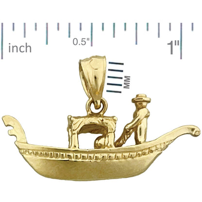 14K Gold 3D Venezianischer Gondel-Anhänger