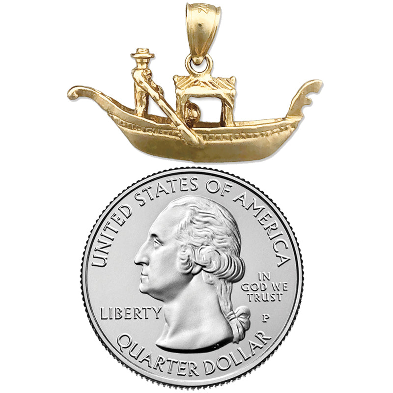14K Gold 3D Venezianischer Gondel-Anhänger