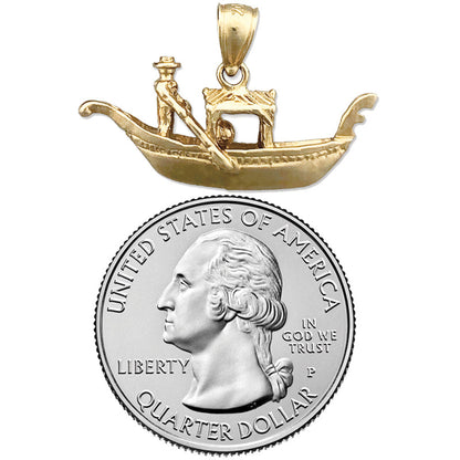 14K Gold 3D Venezianischer Gondel-Anhänger