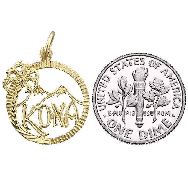 14K Gold Hawaii Kona Island Charm-Anhänger
