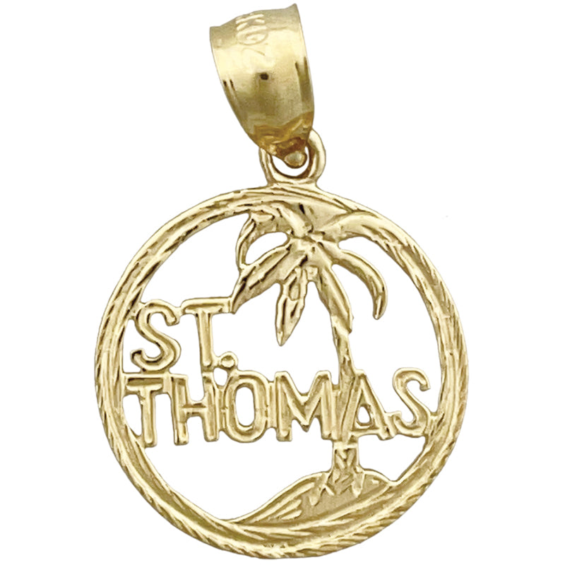 Rundmedaille mit Heiligem Thomas Charm aus 14K Gold