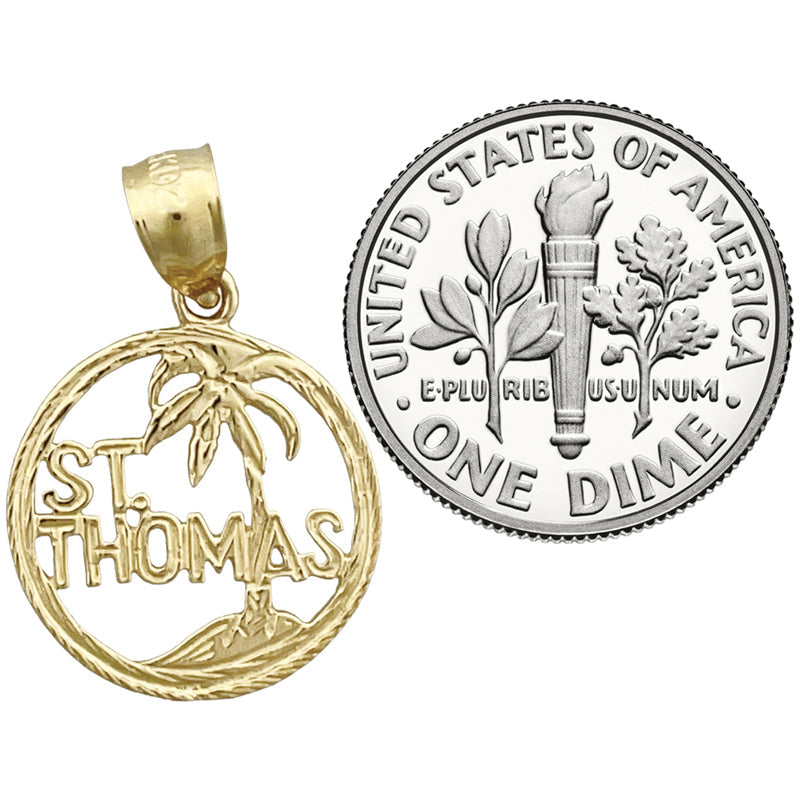 Rundmedaille mit Heiligem Thomas Charm aus 14K Gold