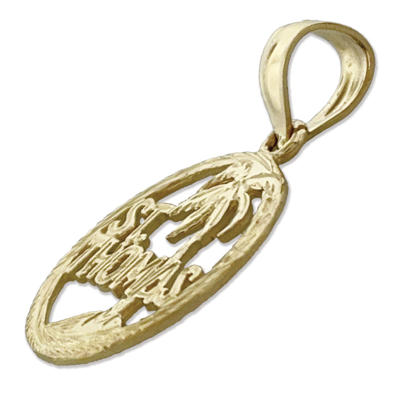 Rundmedaille mit Heiligem Thomas Charm aus 14K Gold