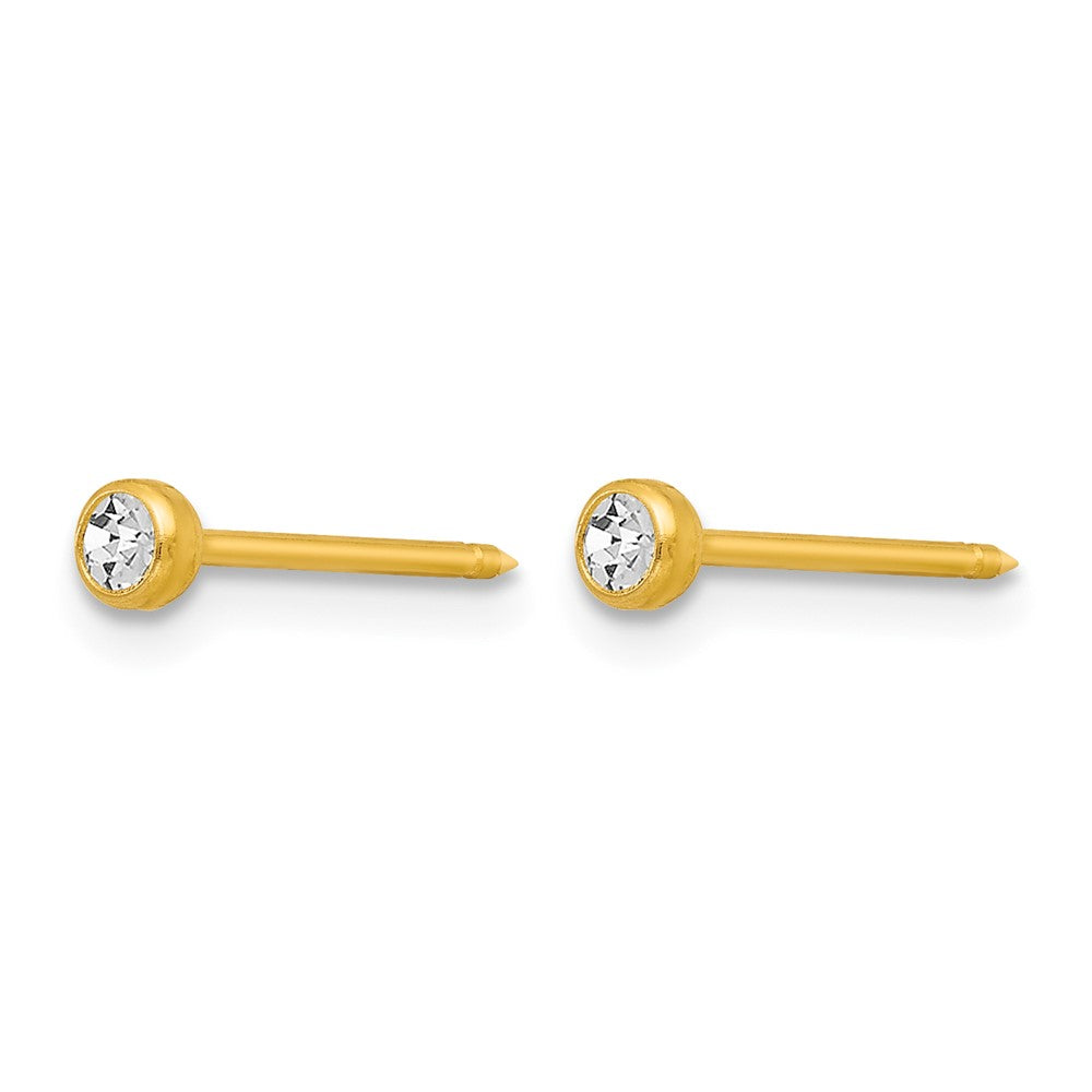 14K Gelbgold 3mm Zargenfassung Kristall Ohrstecker