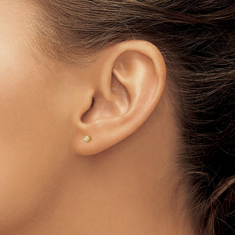 14K Gelbgold 3mm Zargenfassung Kristall Ohrstecker