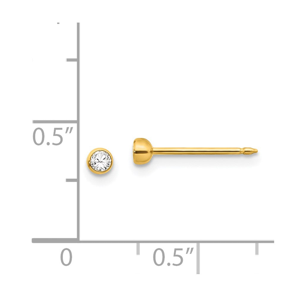 14K Gelbgold 3mm Zargenfassung Kristall Ohrstecker