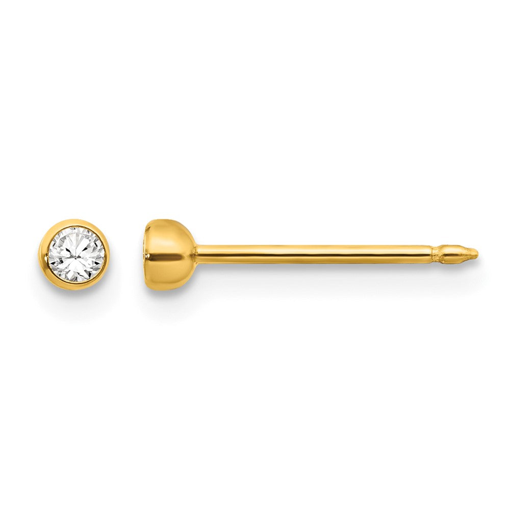 14K Gelbgold 3mm Zargenfassung Kristall Ohrstecker