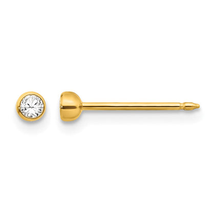 14K Gelbgold 3mm Zargenfassung Kristall Ohrstecker