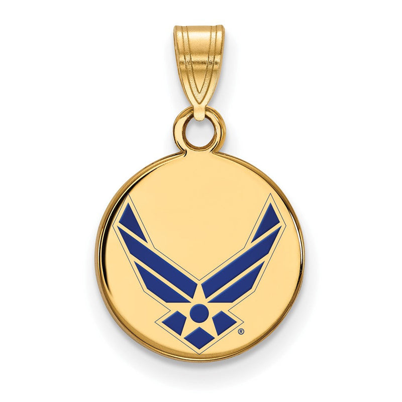 14K Gelbgold Gold Logoart U.s. Luft Kraft Sm Emaille Plättchen Anhänger