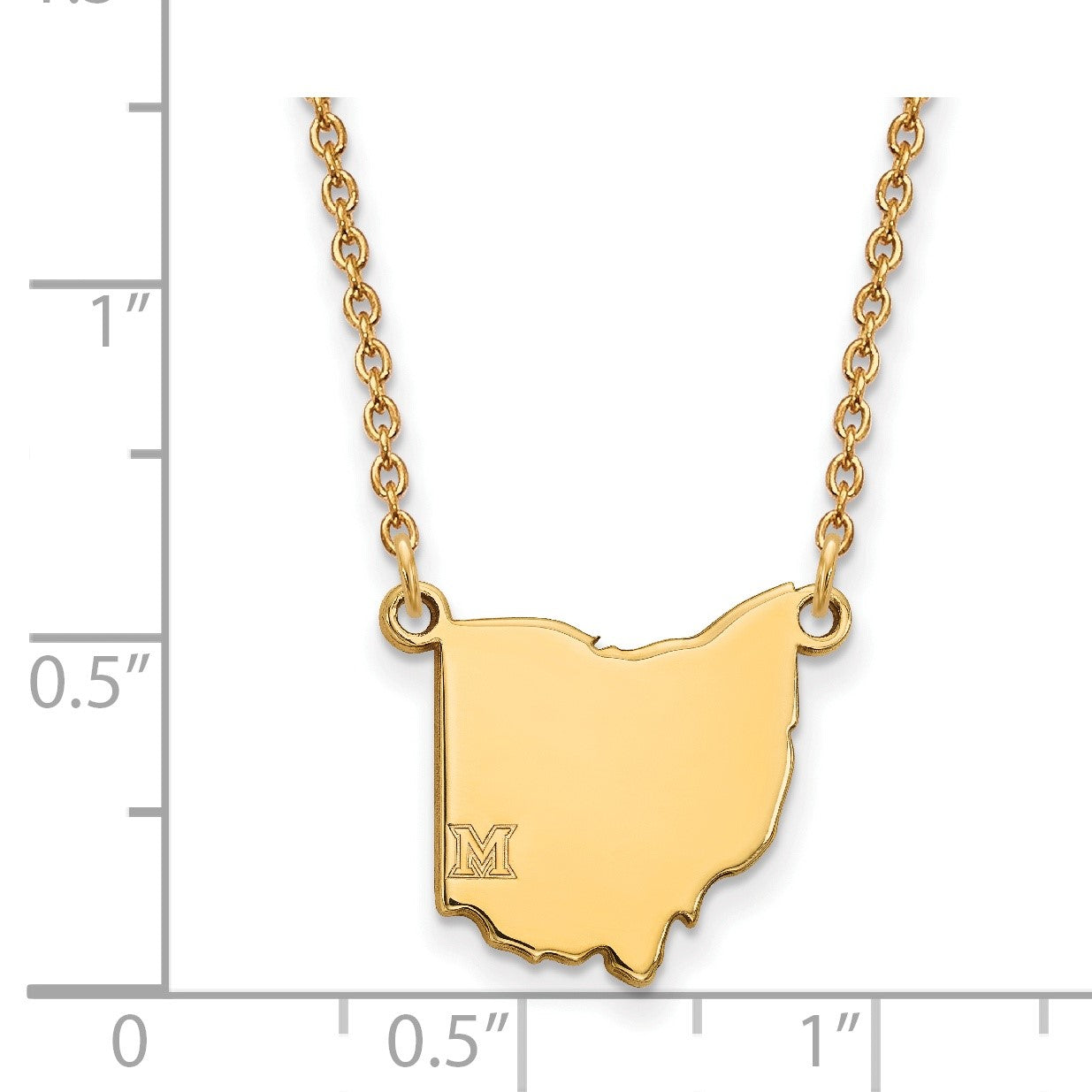 Vergoldet Sterlingsilber Logoart Miami University Ohio Form 18 Zoll Halskette