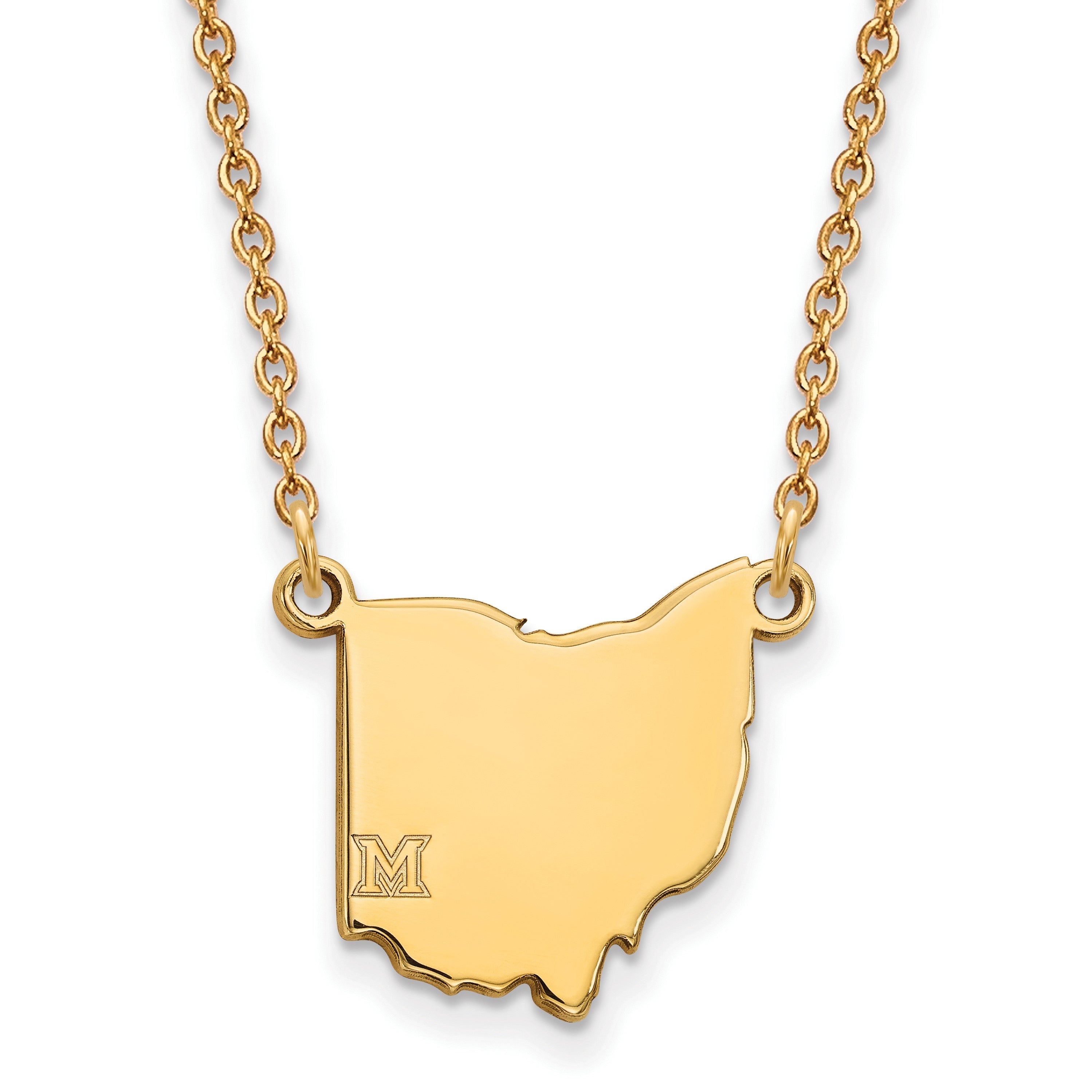 Vergoldet Sterlingsilber Logoart Miami University Ohio Form 18 Zoll Halskette