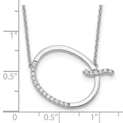 14K Weißgold Seitlich Diamant Initiale Q 18 Zoll Halskette