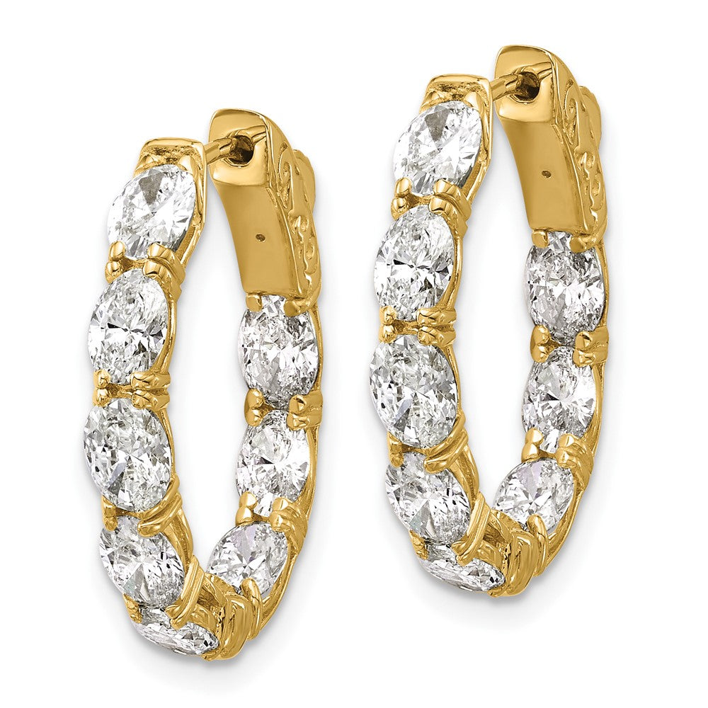 14K Gelbgold Creolen mit 4 ct. Laborgezüchteten Diamanten VS/SI+ G+, Oval- und Rundschliff, innen und außen vollständig besetzt
