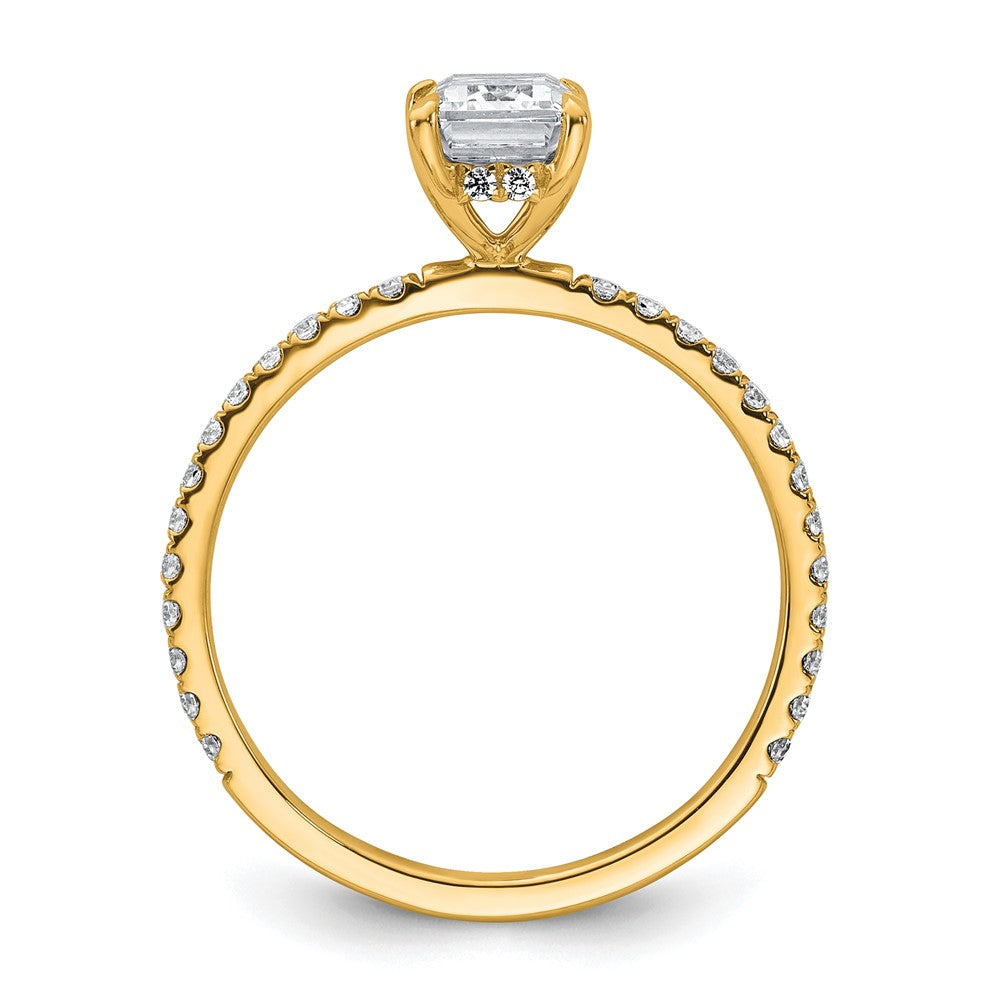 14K Gelbgold Verlobungsring mit 1 3/8K zertifiziertem, im Labor gezüchtetem Diamant im Emerald-Schliff, VS/SI+ G+, Solitär mit Flair, komplett
