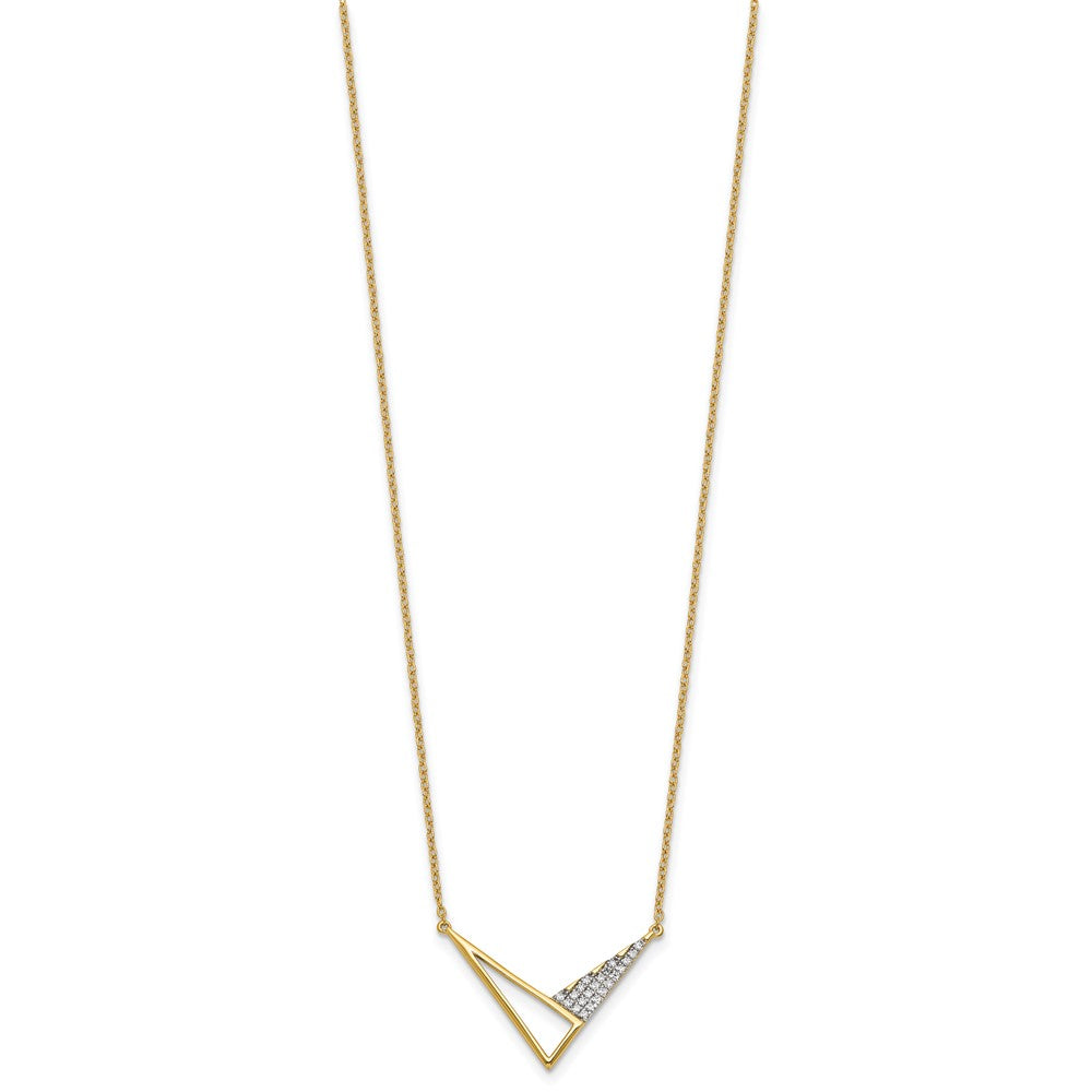 14K Gelbgold Poliert 1/10 Karat Diamant Geometric Triangles 18 Zoll Mode Halskette