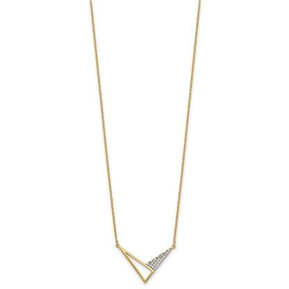 14K Gelbgold Poliert 1/10 Karat Diamant Geometric Triangles 18 Zoll Mode Halskette