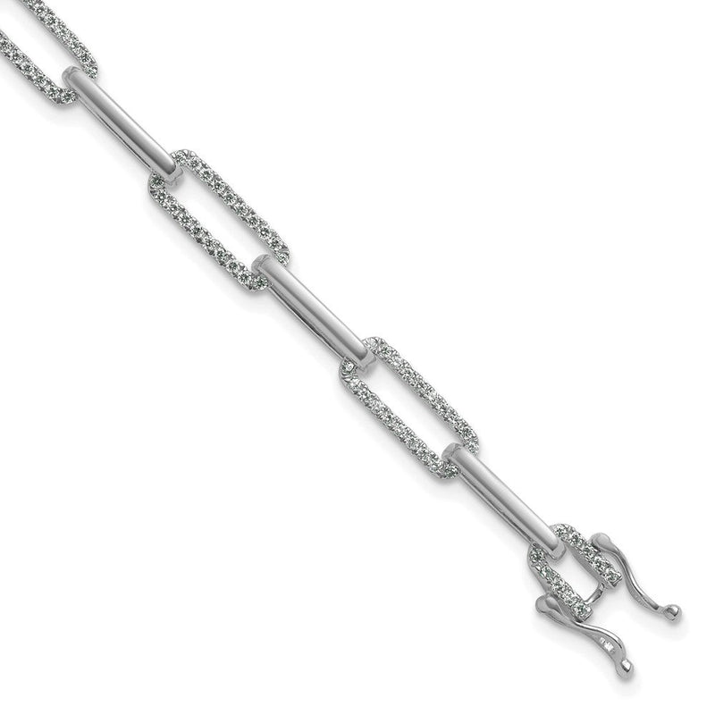 14K Weißgold Poliert Komplett 1.4 Karat Diamant Büroklammer Glieder 7 Zoll Armband